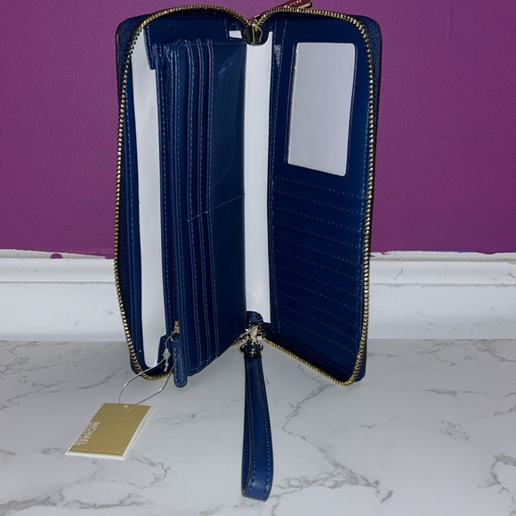 NWT Michael Kors Jet Set Charm River Blue Large Travel Continental Wallet - Picture 9 of 10